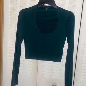 SHEIN Dark Green crop top Size US4 Brand New, only washed once never worn